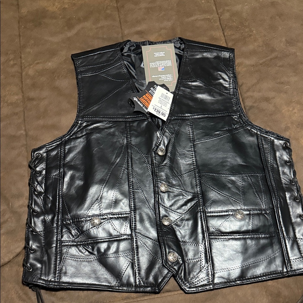 Unisex Black Leather Vest